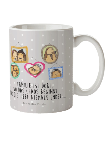Mr. & Mrs. Panda Plastikbecher Igel Familie mit Spruch in Grau Pastell