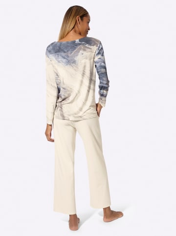 creation L Schlafanzug in champagner-rauchblau-bedruckt
