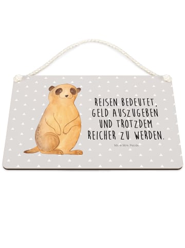 Mr. & Mrs. Panda Schild Erdmännchen mit Spruch in Grau Pastell