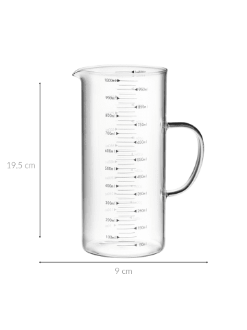 Maku Krug mit Messbecher, 1 l in Transparent, 9 x 19,5 x 14 cm