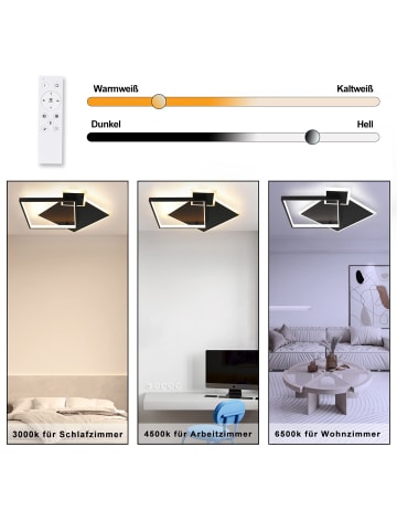 ZMH Deckenleuchte LED Dimmbar - 50W Deckenlampe Schwarz mit Fernbedienung Modern