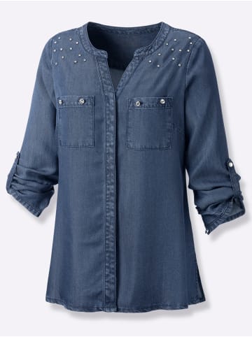creation L Langarm-Bluse in blue-bleached