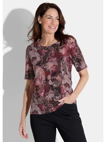 GOLDNER Shirt in bordeaux / pfirsich / schwarz / gemustert