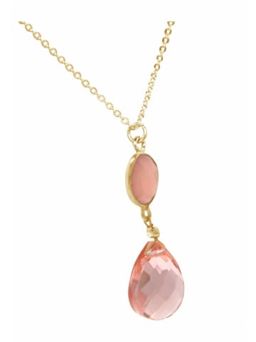 Gemshine Halskette mit Anhänger Rosenquarze Tropfen in gold coloured