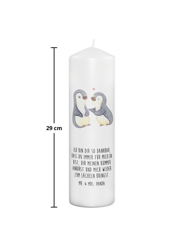Mr. & Mrs. Panda Kerze Pinguine trösten mit Spruch in Weiß