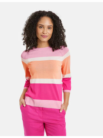 Gerry Weber Pullover 3/4 Arm Rundhals in Lila/Pink/Rot/Orange Ringel