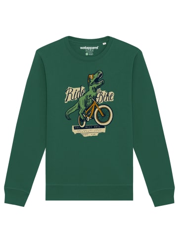 wat? Apparel Sweatshirt T-Rex Fahrrad in Bottle Green