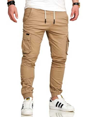 SOUL STAR Cargohose - S2LOM Chino Jogger Jeans Hose Stoffhose Freizeithose in Beige