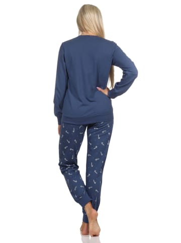 NORMANN Schlafanzug Weihnachten langarm Bündchen - 88722 in navy