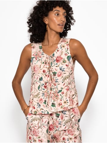 SASSYCLASSY Top mit Bindebändern und Blümchendruck in Beige