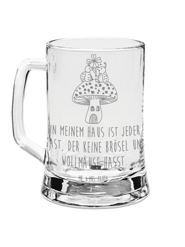 Mr. & Mrs. Panda Gravur Bierkrug Marienkäfer Fliegenpilz mit Spruch in Transparent