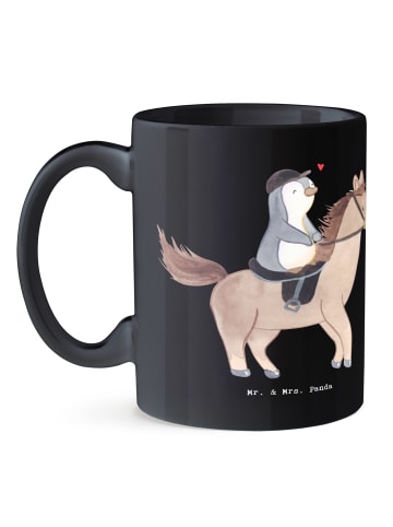 Mr. & Mrs. Panda Kaffeebecher Reiten und Rätsel mit Spruch in Schwarz