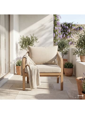 home24 Loungesessel Mori in Gestell: Akazie BraunBezug & Geflecht: Beige