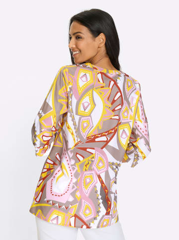 Sieh an! Longbluse in sonnengelb-ecru-bedruckt