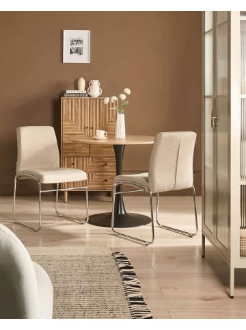 Beliani 2er-Set Esszimmerstuhl LECCO in Beige/Silber