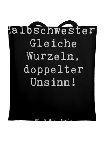 Mr. & Mrs. Panda Tragetasche Halbschwester Unsinn mit Spruch in Schwarz