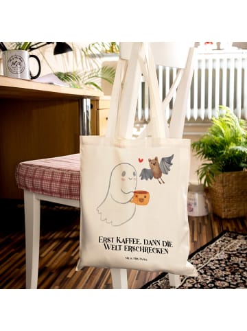 Mr. & Mrs. Panda Tote Bag Gespenst Kaffee mit Spruch in Creme