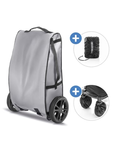 Zamboo Transporttasche für Buggy und Kindersitz inkl. Radschutzhüllen in grau