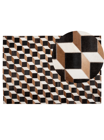 Beliani Patchwork ALPKOY in Schwarz/Braun/Weiß - (W) 140 x (H) 0.6 x (L) 200 cm