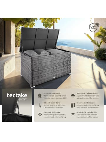 tectake Aluminium Rattan Auflagenbox, 145 x 82,5 x 79,5 cm