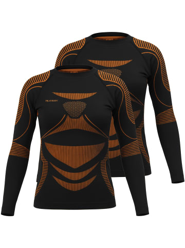 normani 2x Thermo-Langarmshirt UNISEX in Schwarz/Orange