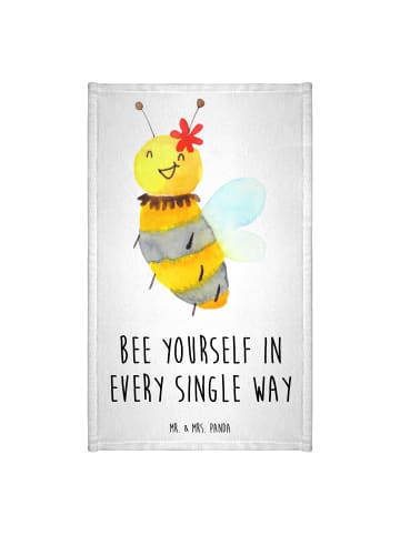 Mr. & Mrs. Panda Handtuch Biene Blume mit Spruch in Weiß