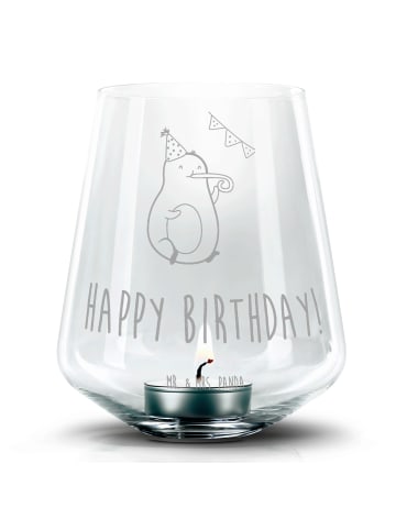Mr. & Mrs. Panda Windlicht Avocado Geburtstag mit Spruch in Transparent