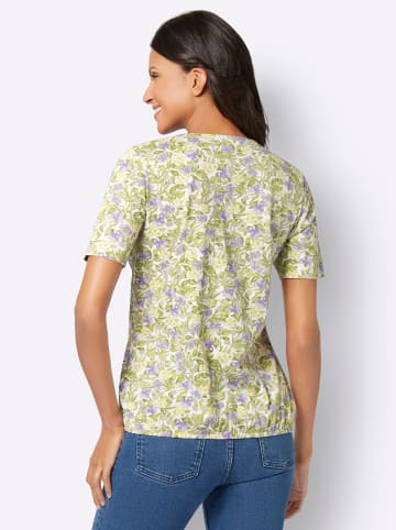 Sieh an! Kurzarmshirt in champagner-flieder-bedruckt