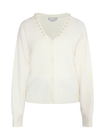 Usha Damen Cardigan Mit Perlen in Wollweiss