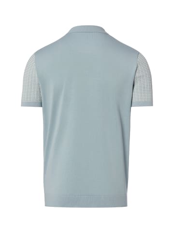 Finshley & Harding London Strick-Poloshirt in hellblau weiß
