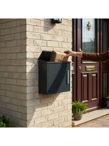 relaxdays Briefkasten in Schwarz - (B)33 x (H)35 x (T)12 cm