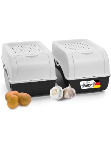 Novaliv Kartoffel Aufbewahrungsbox | 2x mitel 5L | Weiss | Kartoffelbox | Gemü in Weiß