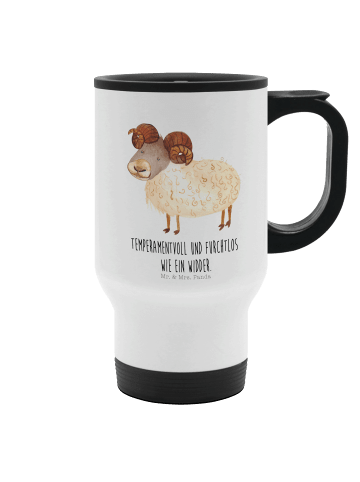 Mr. & Mrs. Panda Kaffeebecher To Go Sternzeichen Widder mit Spruch in Weiß