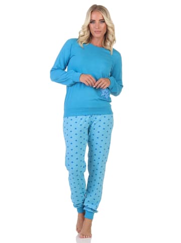 NORMANN Schlafanzug Pyjama langarm Sterne Optik - 88748 in blau