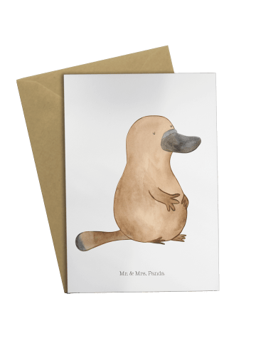 Mr. & Mrs. Panda Klappkarte Schnabeltier Mut ohne Spruch in Weiß