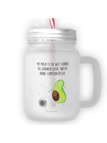 Mr. & Mrs. Panda Trinkglas Mason Jar Avocado Tanzen mit Spruch in Transparent