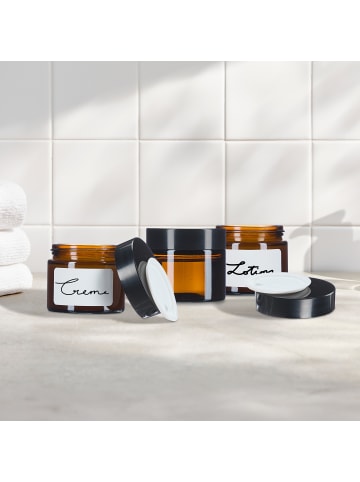 relaxdays 12 x Salbentiegel in Braun/ Schwarz - 60 ml