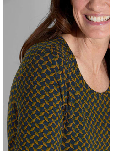 GOLDNER Shirt in marine / honig / gemustert