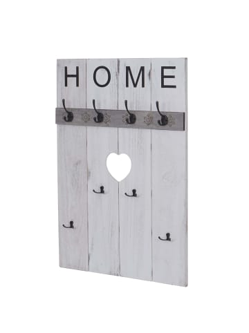 MCW Wandgarderobe C89 Home im Shabby-Look mit 8 Haken, Weiß, shabby