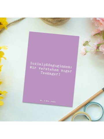 Mr. & Mrs. Panda Grußkarte Spruch Sozialpädagogin Herz mit Spruch in Lavendeltraum