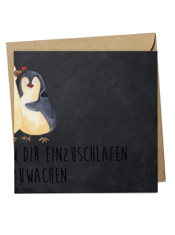 Mr. & Mrs. Panda Einladungskarte Pinguine Einschlafen mit Spruch in Kreidetafel