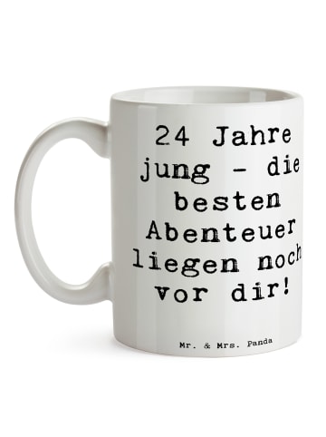 Mr. & Mrs. Panda Teetasse Spruch 24. Geburtstag mit Spruch in Weiß