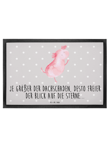 Mr. & Mrs. Panda Fußabtreter Axolotl Tanzen mit Spruch in Grau Pastell