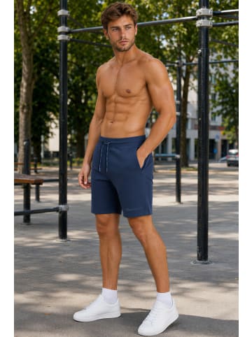 Reichstadt Herren Regular Fit Shorts Marken-Stick in Dark Blue