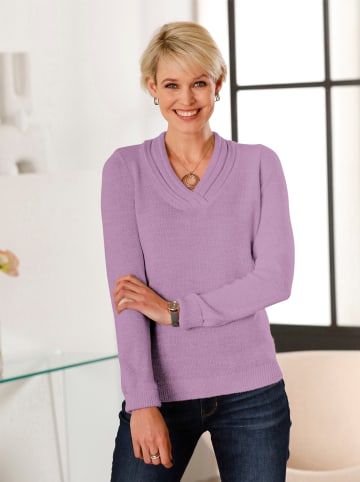 Sieh an! V-Ausschnitt-Pullover in orchidee