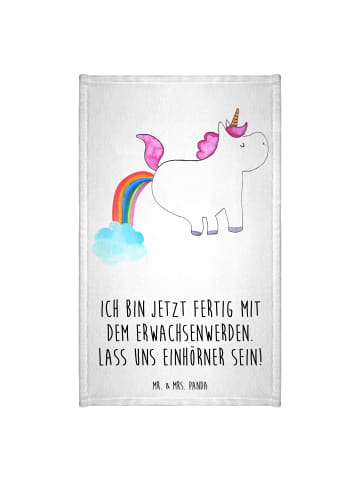Mr. & Mrs. Panda Gästehandtuch Einhorn Pupsen mit Spruch in Weiß