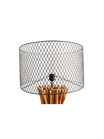 SalesFever Stehlampe dimmbar mit Lampenschirm in Rost-Look und Treibholzgestell in Natur