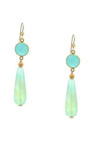 Gemshine Ohrringe Chalcedon und Opal Tropfen in gold coloured