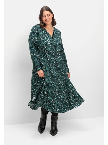 sheego Midikleid in tiefgrün gemustert