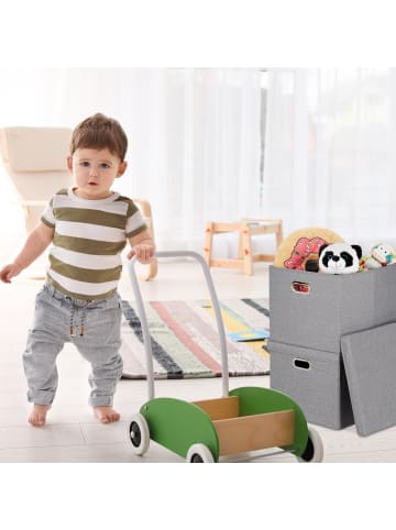 relaxdays 4x Aufbewahrungsbox in Grau - (B)43 x (H)34 x (T)43 cm
